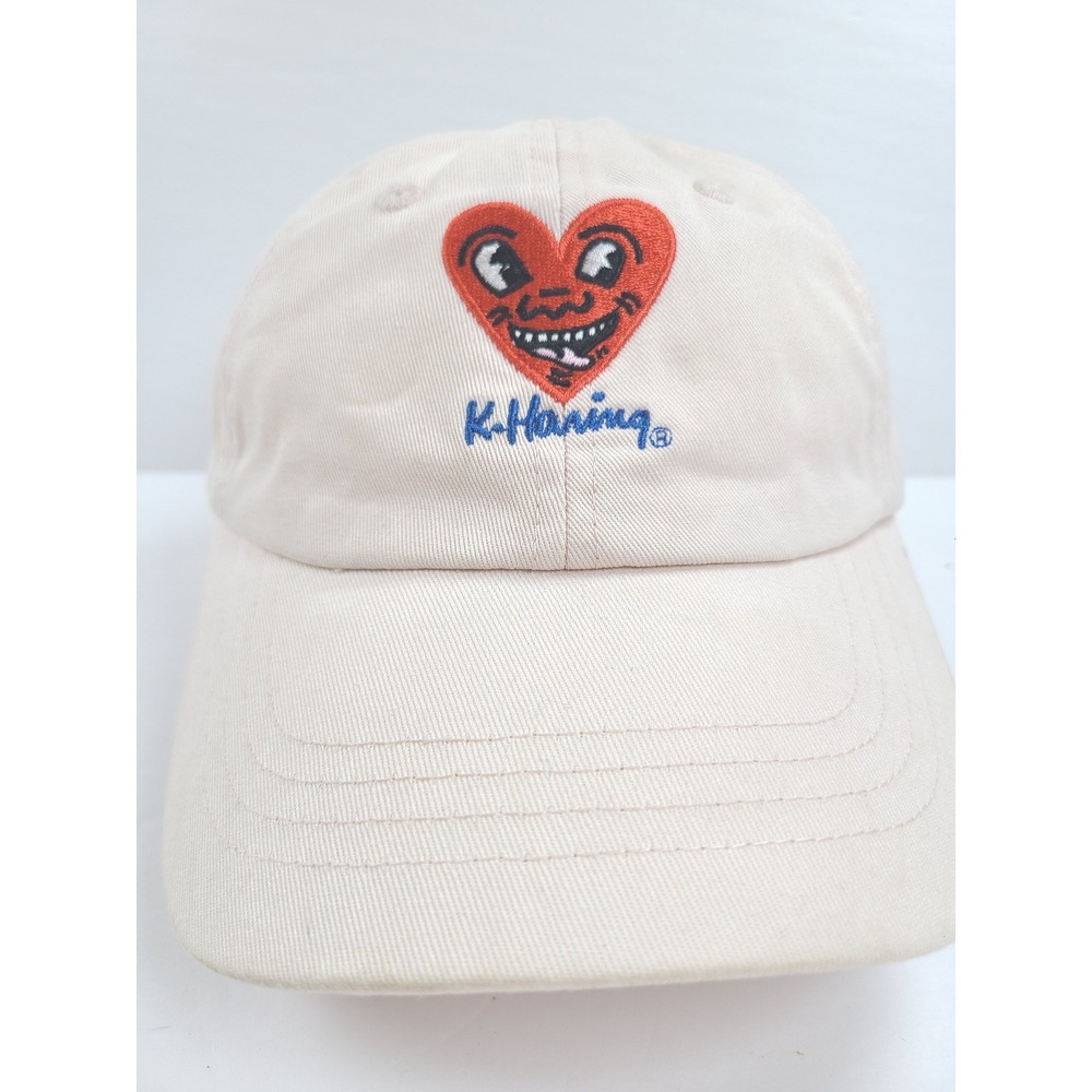 Keith Haring Heart Embroidered Cotton On Dad Hat Cream Streetwear Art Cap Retro